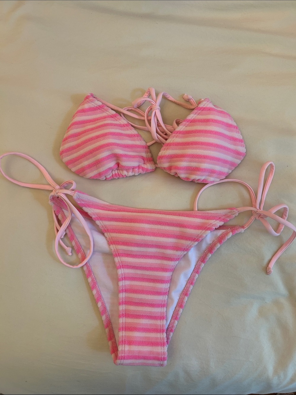Pink Striped Bikini Set